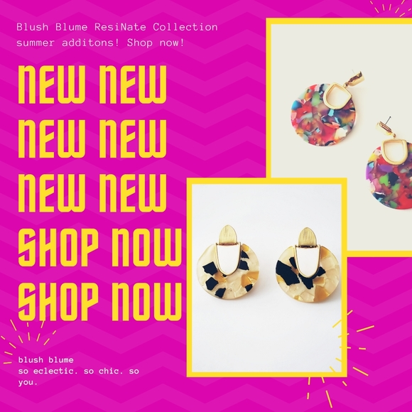 Multi Colored Resin/Acrylic Statement Earrings - Picture 5 of 6